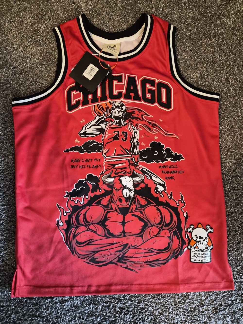 Abrand Red and Black Chicago Graphic Basketball Jersey